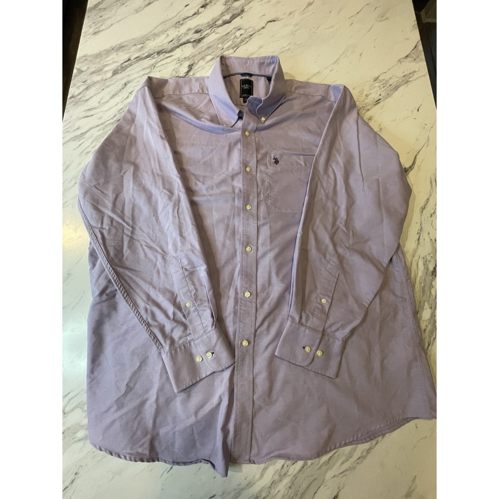 Ralph Lauren Shirt Men's XL Light Purple Button Up Wrinkle Free Long Sleeve